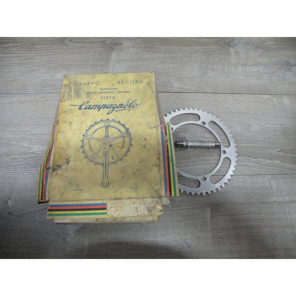 Vintage Campagnolo Record Pista Track Bike Crankset Box Chainring Bottom Bracket